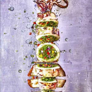 Grilled squid stuffed